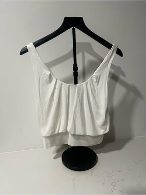 Express White Gathered Scoop Tank Top